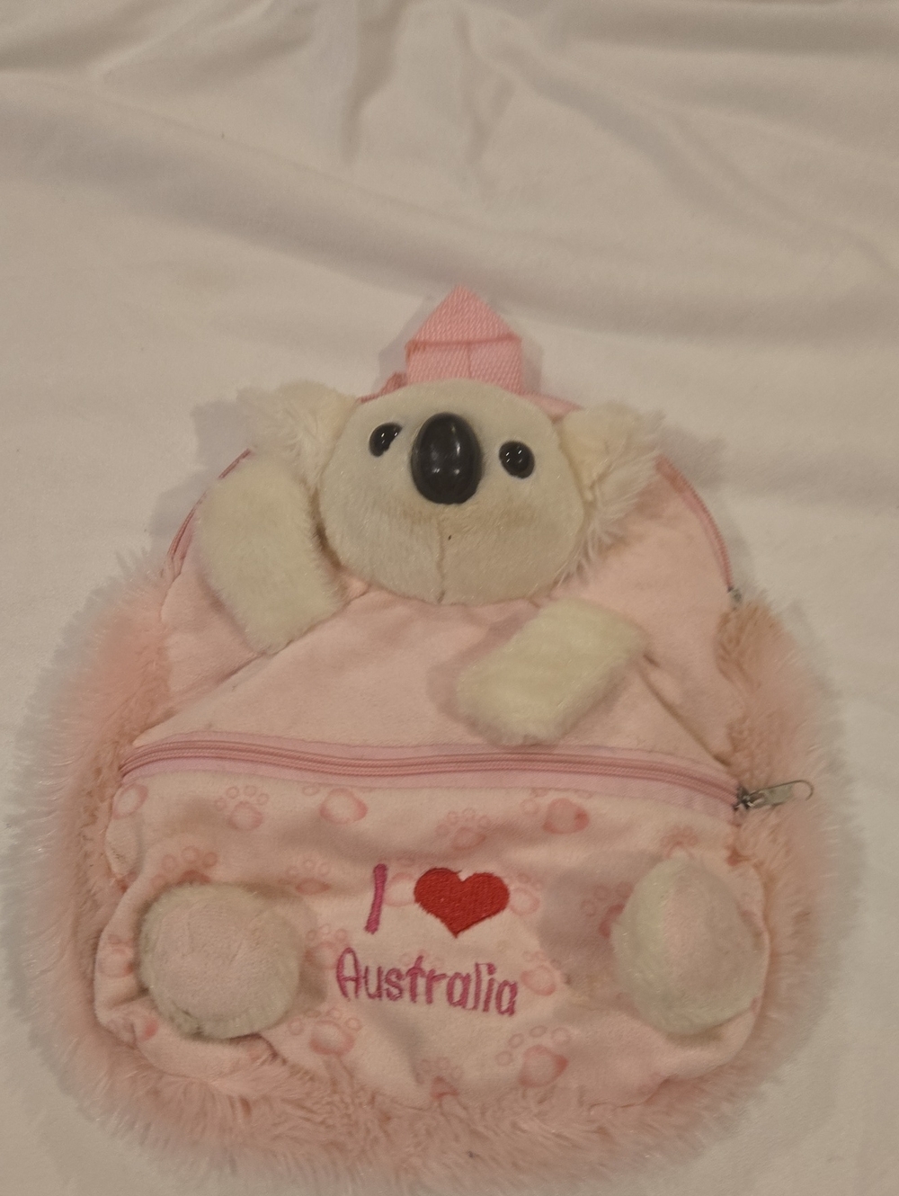 Pink Plush Koala Backpack "I ♥ Australia"